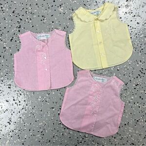 Vtg A Little Angel pink yellow Baby Tops with Umbrella Embroidery 0-3 months